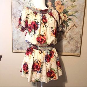 Sz M Anthropologie Kas New York Colorful Peasant Dress Coverup